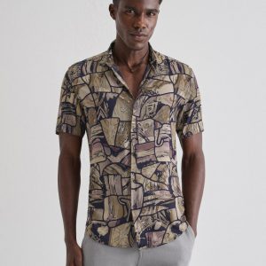 Abstract Mosaic Feather shirt
