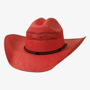 American Maverick | Mens Coral Vented Crown Bangora Straw Cowboy Hat