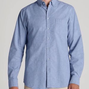 Washed Oxford Shirt for Tall Men in Dark Sky Blue