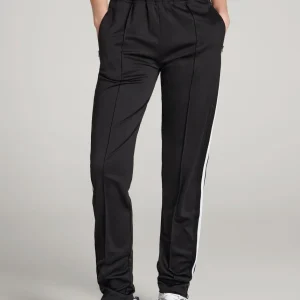 Ultra Lightweight Tricot Athletic Stripe Pants for Tall Women in Black and White