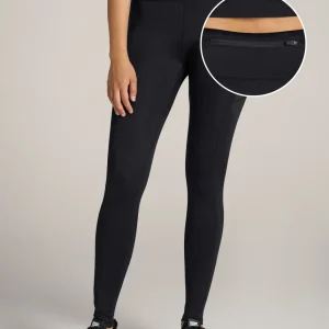 Active Leggings with Pockets for Tall Women in Black