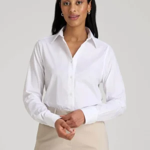 Regular Fit Dress Shirt for Tall Women in Bright White