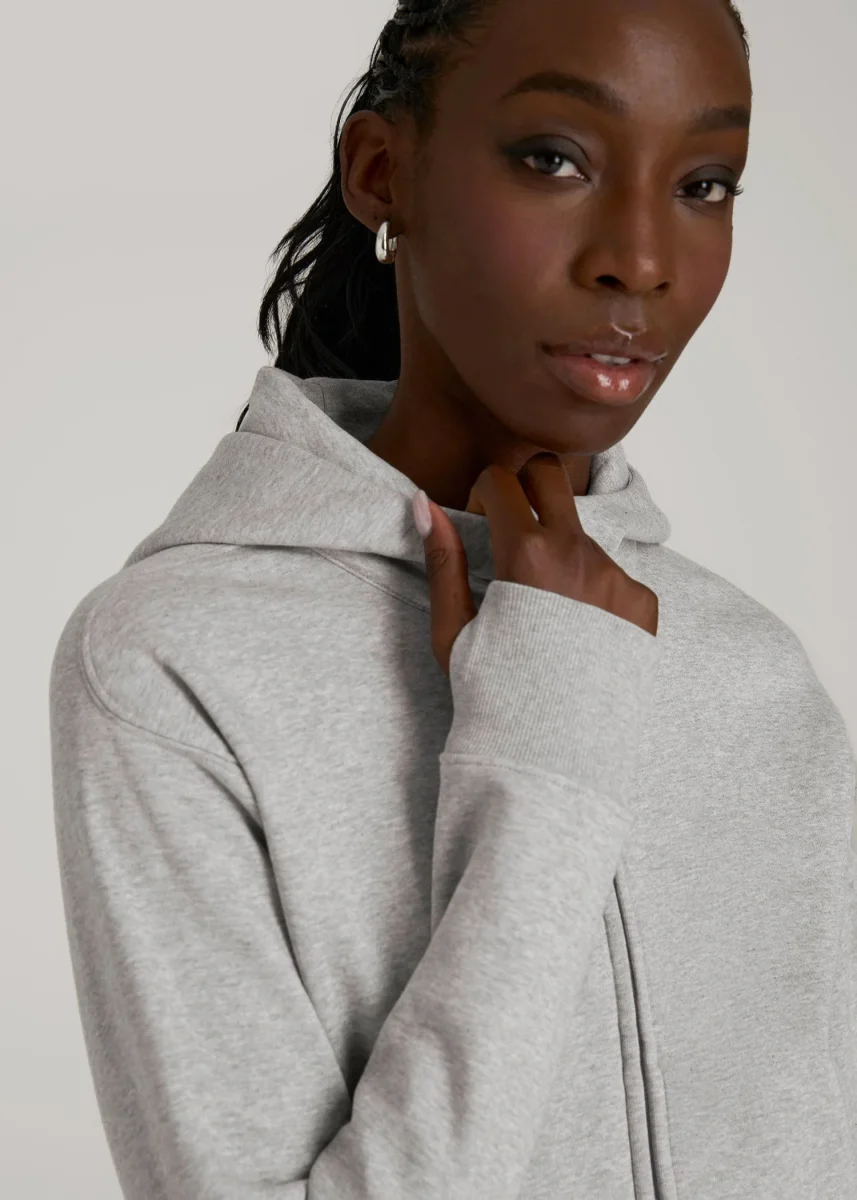 Wearever Fleece Cropped Zip-Up Hoodie for Tall Women in Grey Mix - Image 3