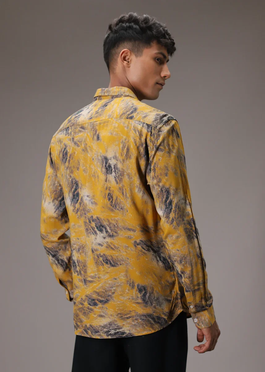Mustard Abstract Feather Shirt - Image 5