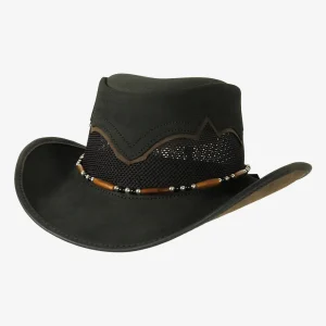 Sierra | Mens Black & Espresso Leather Cowboy Hat